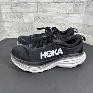 HOKA Men's Bondi 8 Running Shoe in Black /White 3312 Size 10D